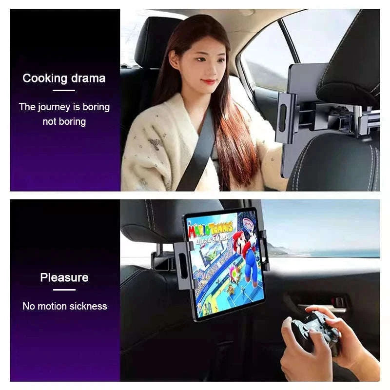 Telescopic Car Tablet Holder for Headrest, 360-Degree Rotation, Universal 4-12.9 in-1pc