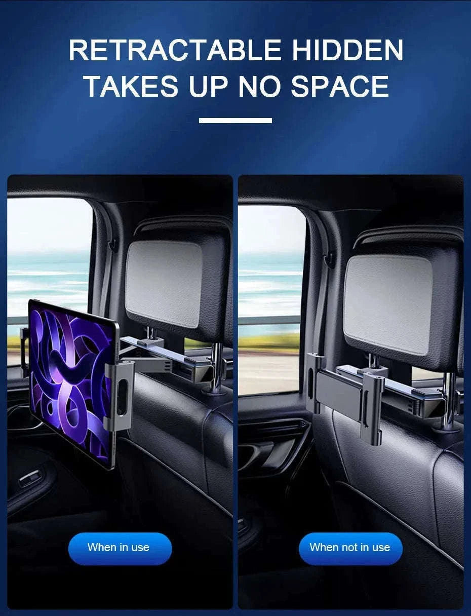 Telescopic Car Tablet Holder for Headrest, 360-Degree Rotation, Universal 4-12.9 in-1pc