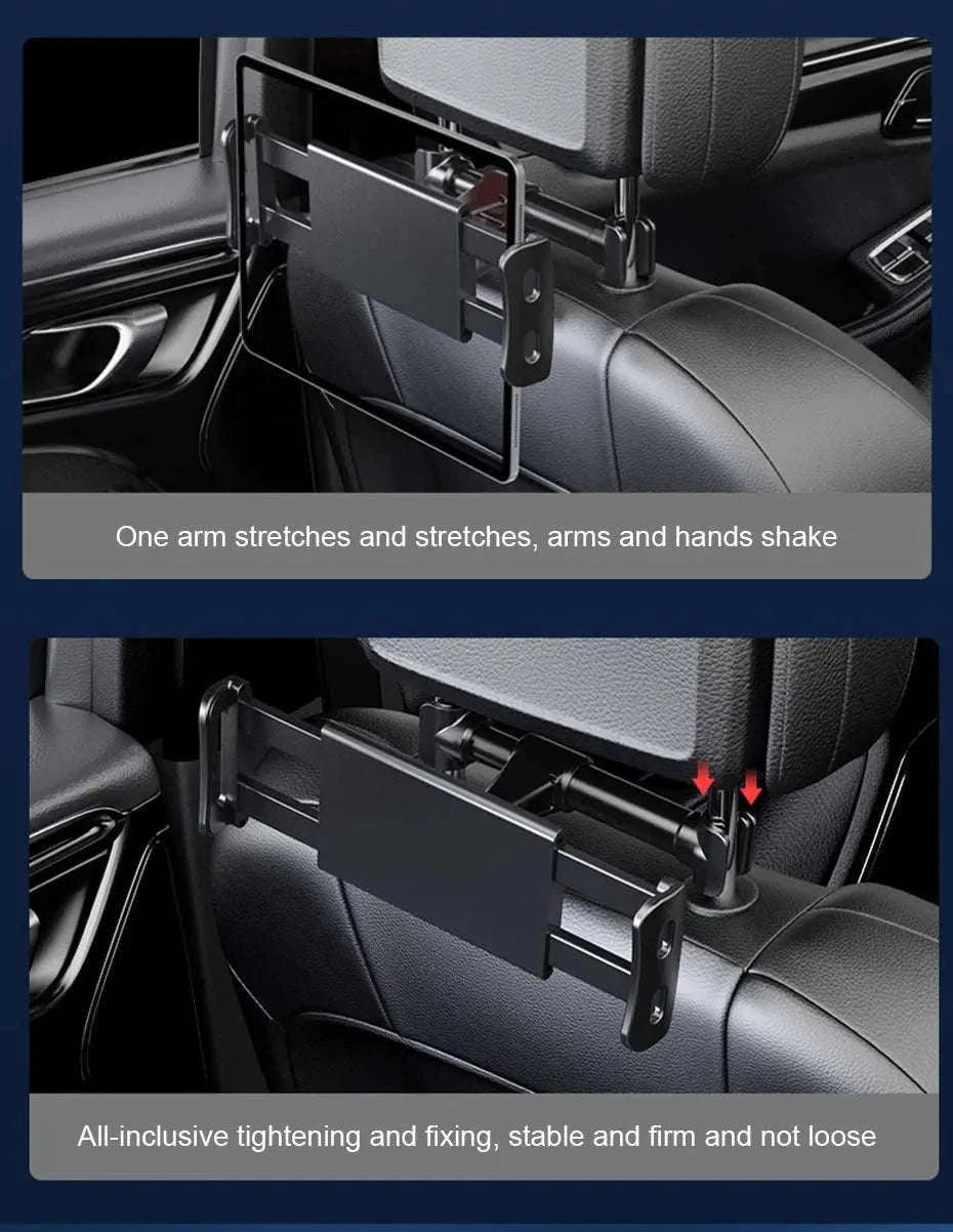 Telescopic Car Tablet Holder for Headrest, 360-Degree Rotation, Universal 4-12.9 in-1pc