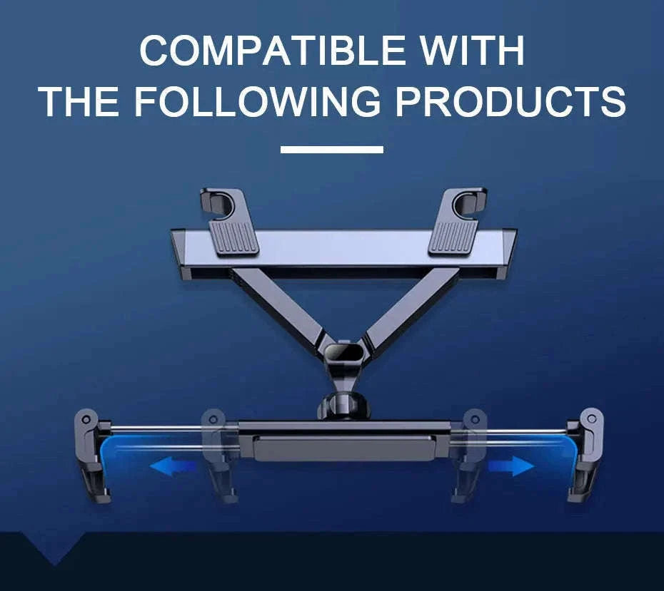 Telescopic Car Tablet Holder for Headrest, 360-Degree Rotation, Universal 4-12.9 in-1pc