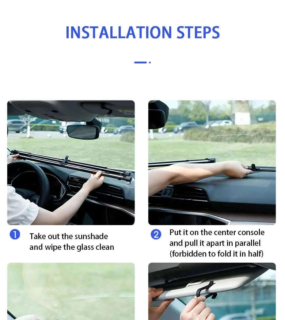 Telescopic Car Windshield Sun Shade Curtain 72cm-140cm Adjustable-1 pc