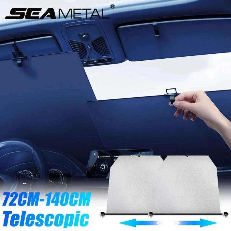 Telescopic Car Windshield Sun Shade Curtain 72cm-140cm Adjustable-1 pc