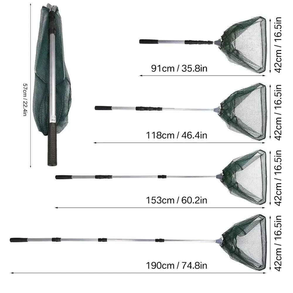 Telescopic Folding Fishing Landing Net with Long Extendable Handle-UNITED KINGDOM