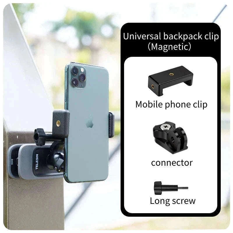 TELESIN 360° Rotating Magnetic Backpack Clip for Action Cameras-With Magnetic B