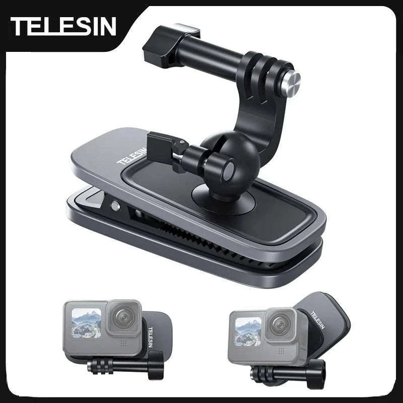 TELESIN 360° Rotating Magnetic Backpack Clip for Action Cameras-With Magnetic B