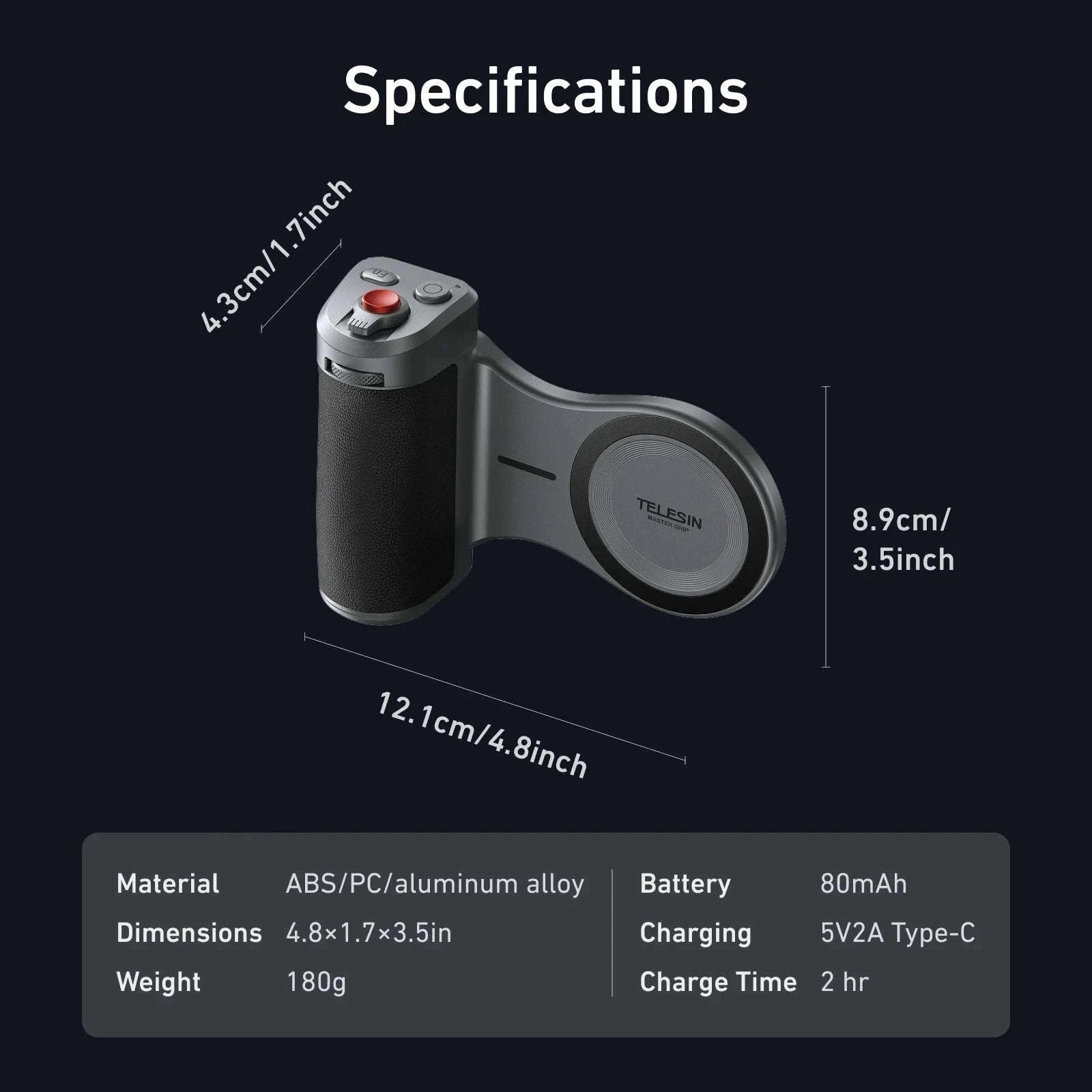 TELESIN Magnetic Master Grip Kit for iPhone 17 Series-17Pro max no light