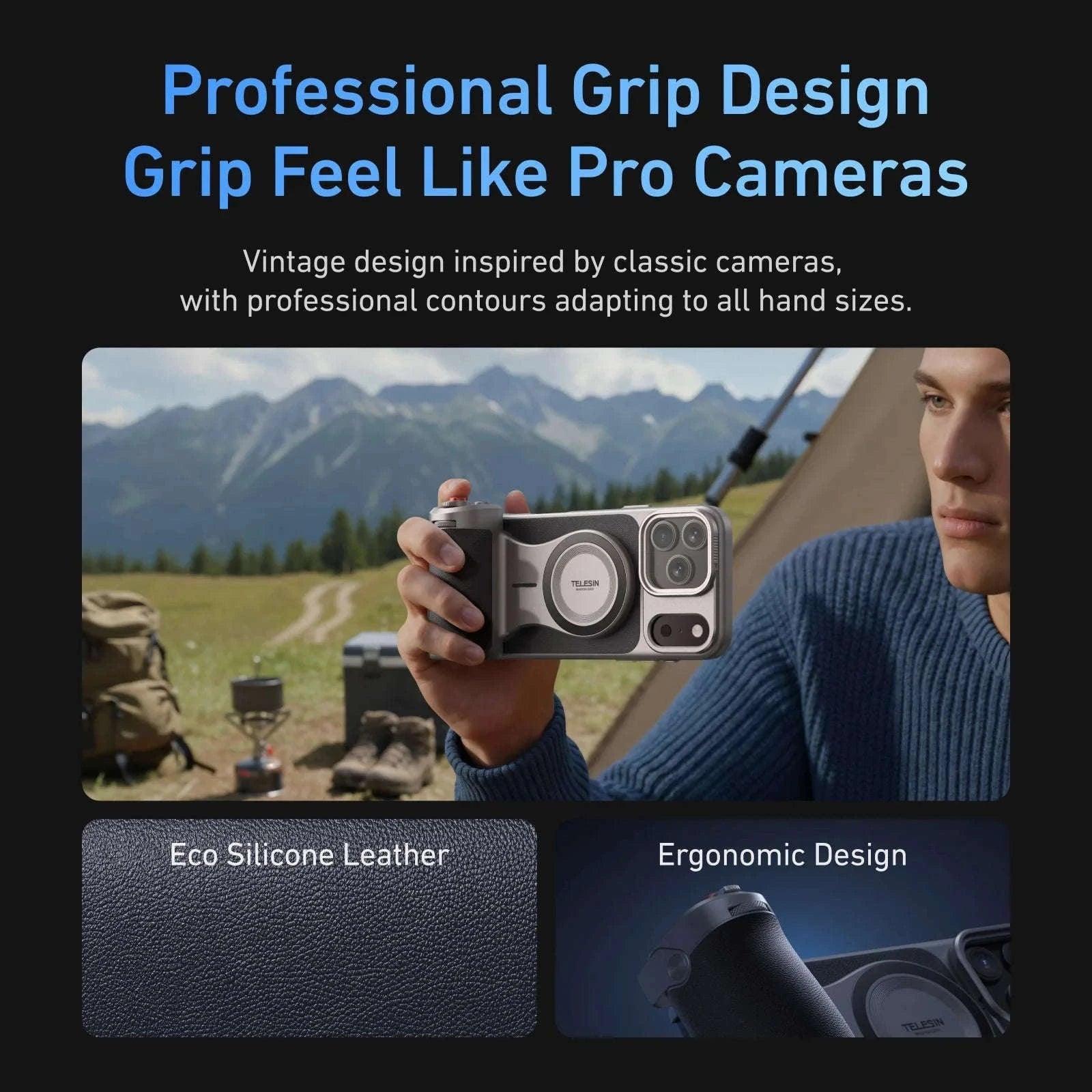 TELESIN Magnetic Master Grip Kit for iPhone 17 Series-17Pro max no light