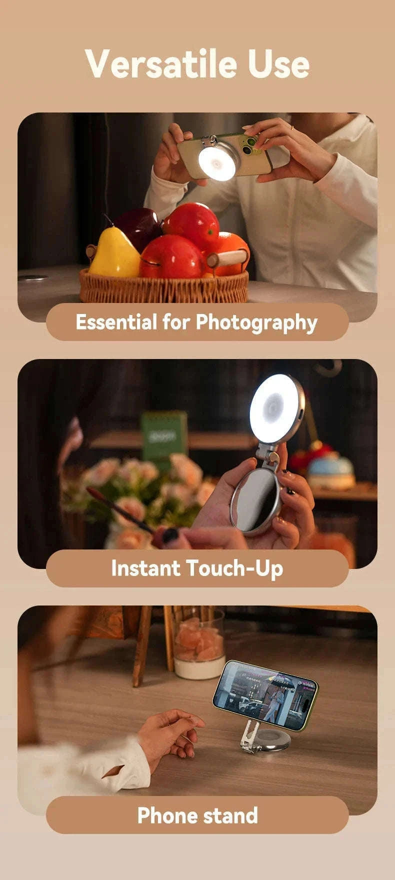 TELESIN Magnetic Phone Camera Hand Grip with Remote Control-Hand Grip Fill light
