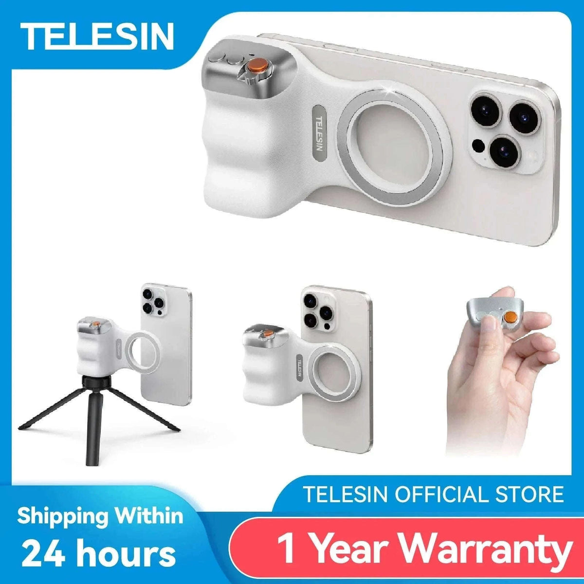 TELESIN Magnetic Phone Camera Hand Grip with Remote Control-Hand Grip Fill light