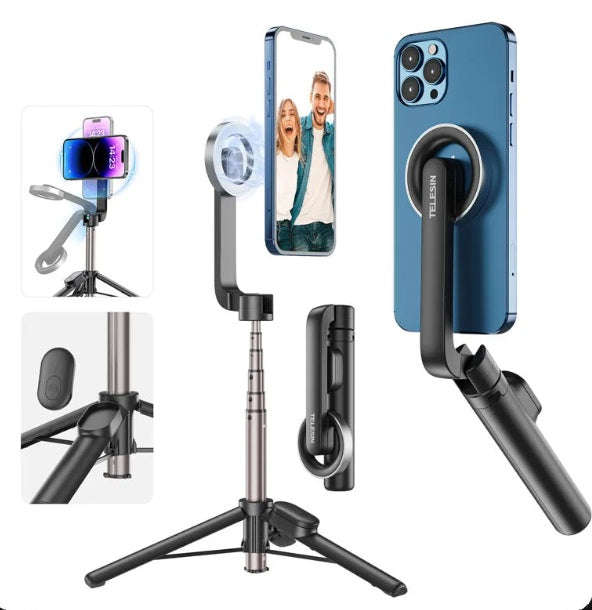 TELESIN Magnetic Selfie Stick Tripod with Remote-For all smartphones