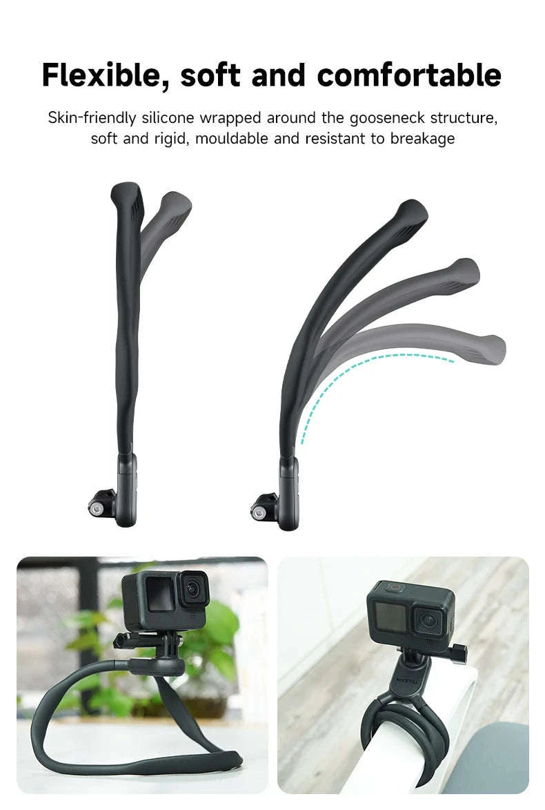 TELESIN Neck Hold Mount Chest Mount for Action Cameras-With phone clip