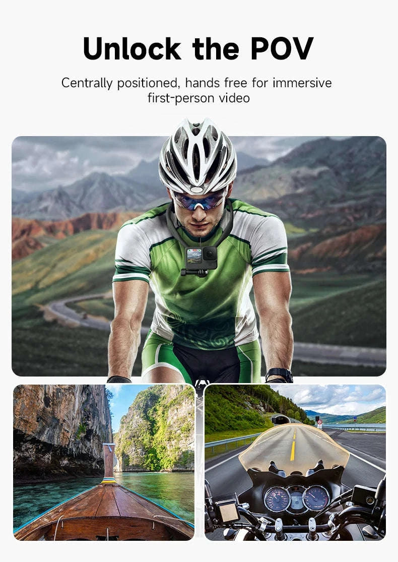 TELESIN Neck Hold Mount Chest Mount for Action Cameras-With phone clip