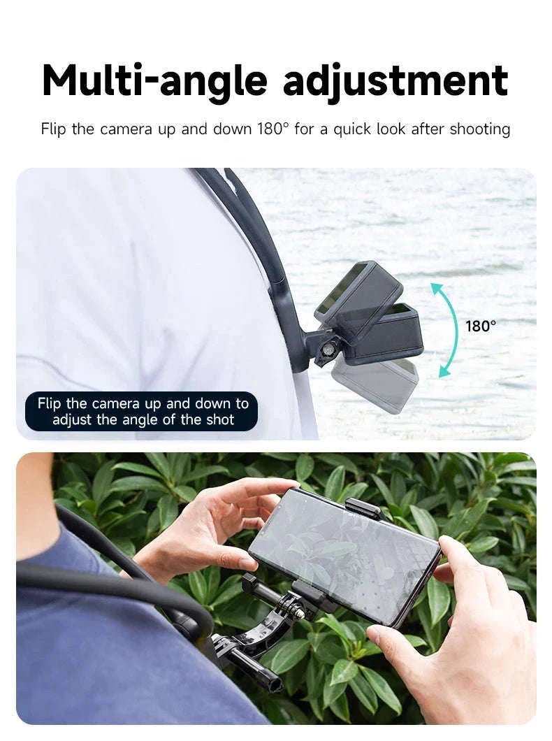 TELESIN Neck Hold Mount for Action Cameras Hands-Free Filming-With phone clip