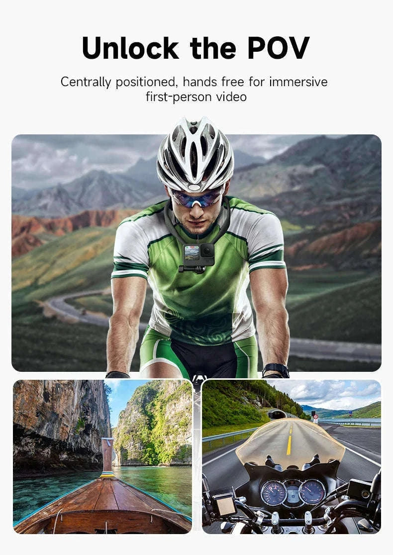 TELESIN Neck Hold Mount for Action Cameras Hands-Free Filming-With phone clip
