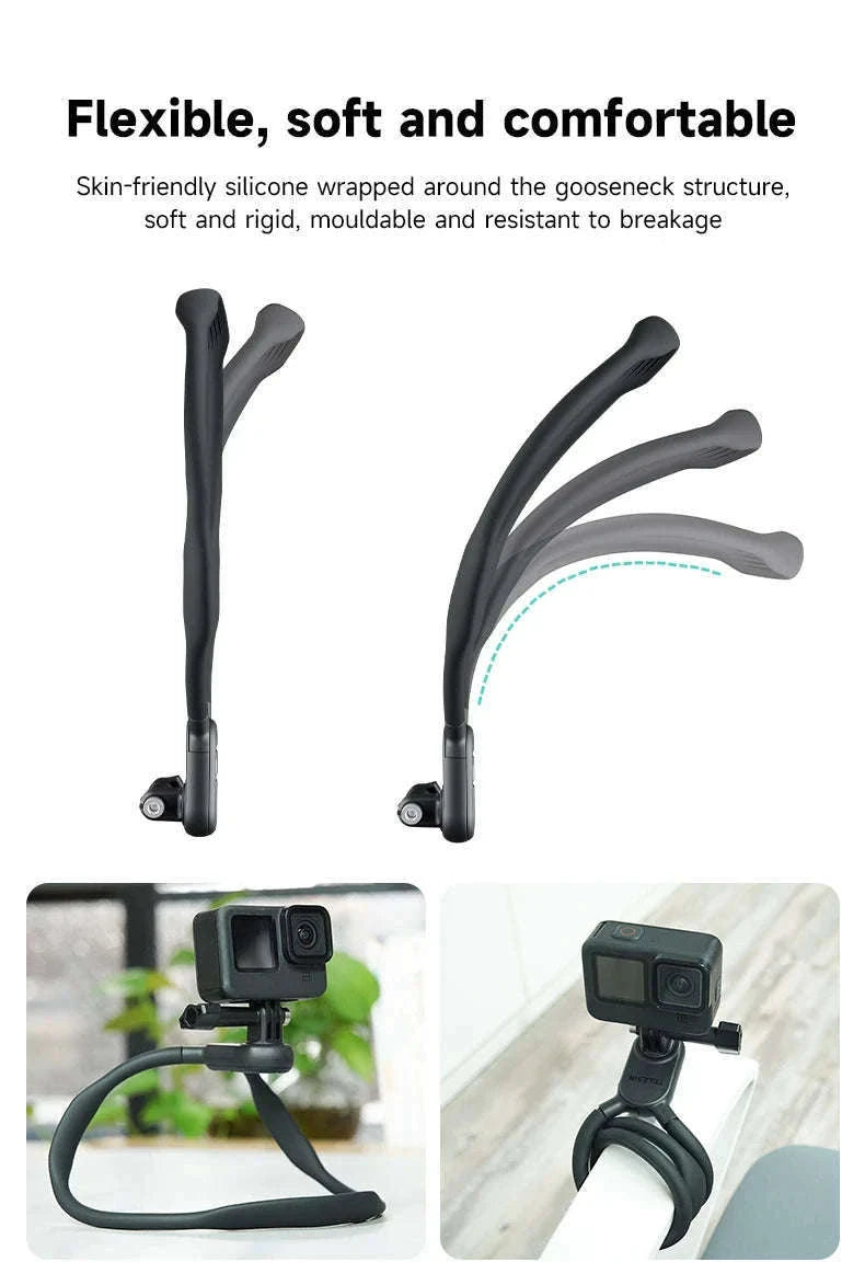 TELESIN Neck Hold Mount for Action Cameras Hands-Free Filming-With phone clip