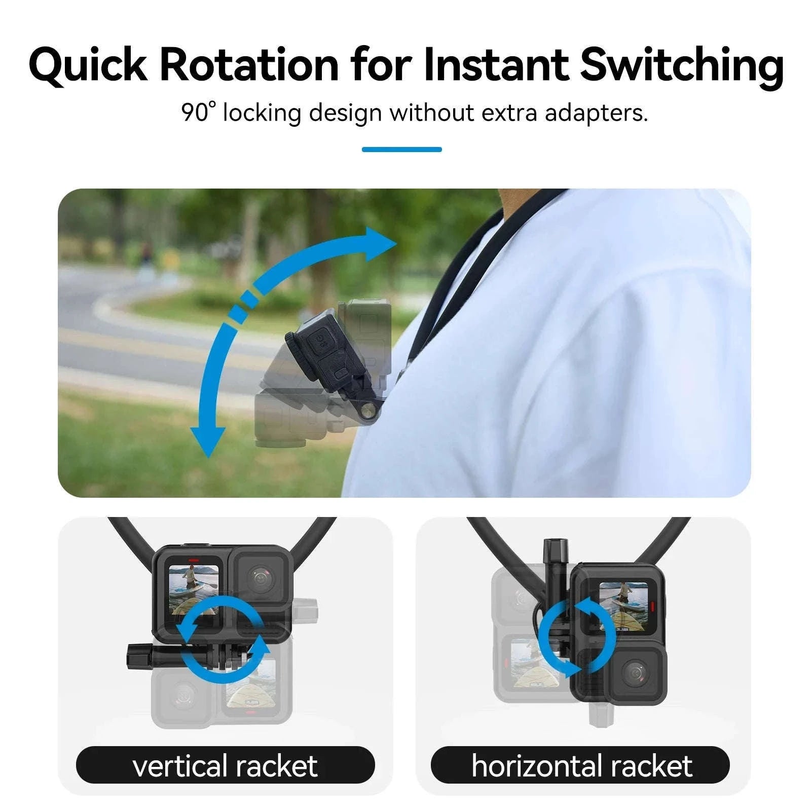 TELESIN Phone Action Camera Neck Hold Mount for Hands-Free POV-2 in 1 Phone camera