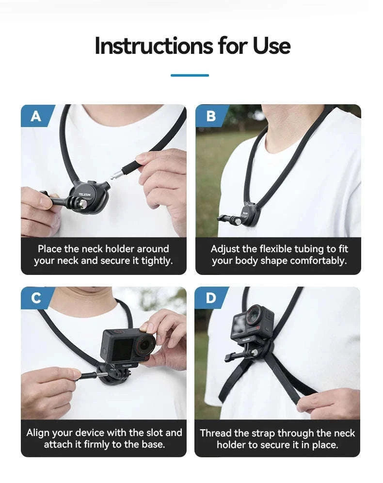 TELESIN Phone Action Camera Neck Hold Mount for Hands-Free POV-2 in 1 Phone camera