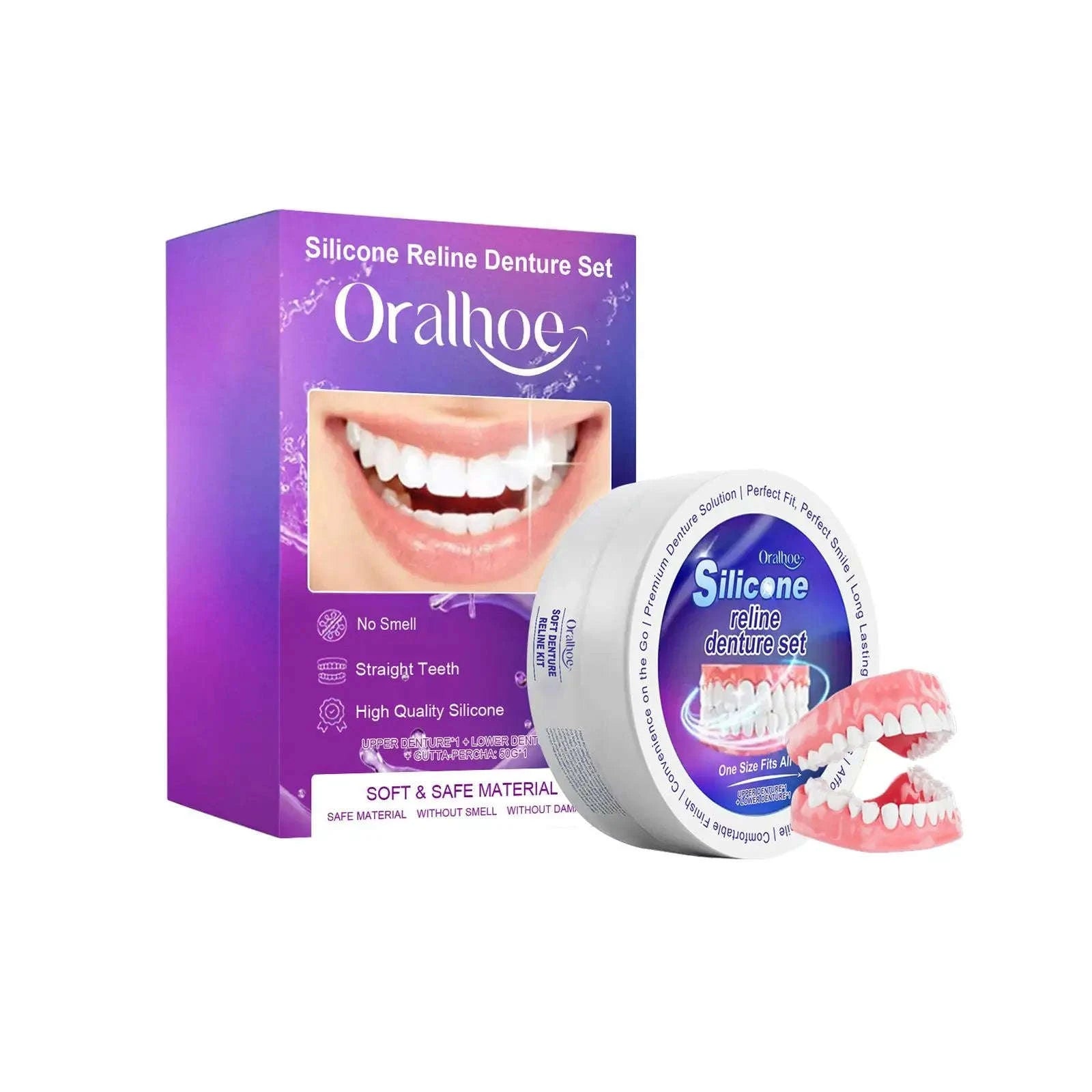 Temporary Denture Reliner Kit for Comfortable Secure Fit-A / United States