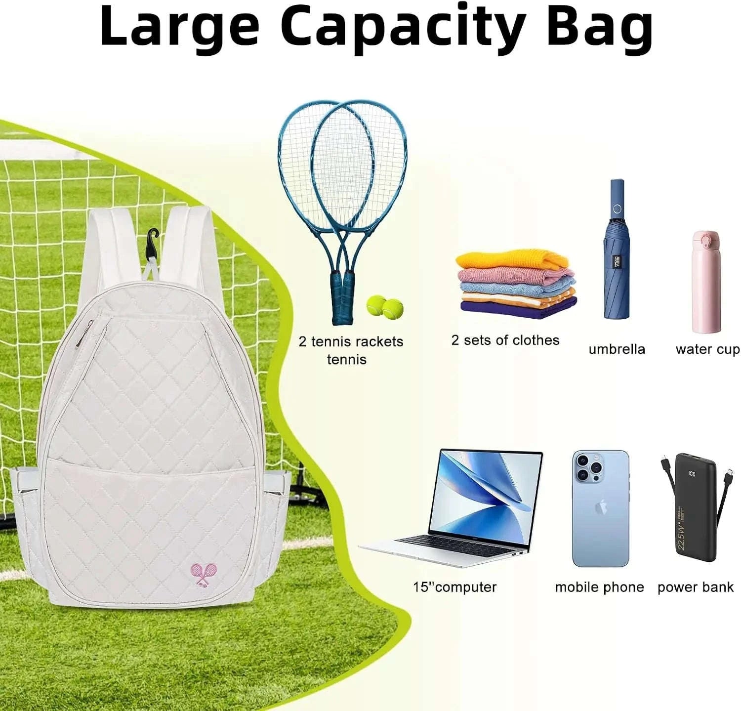Tennis Backpack with Racket Compartment and Laptop Sleeve-United States