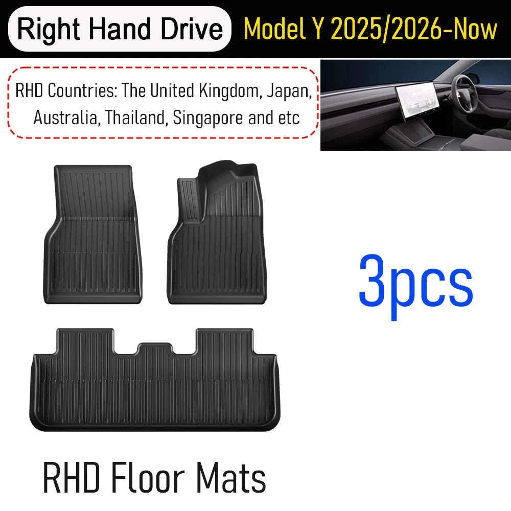 Tesla Model Y All-Weather Floor Mats and Cargo Protectors-RHD Y 9pcs