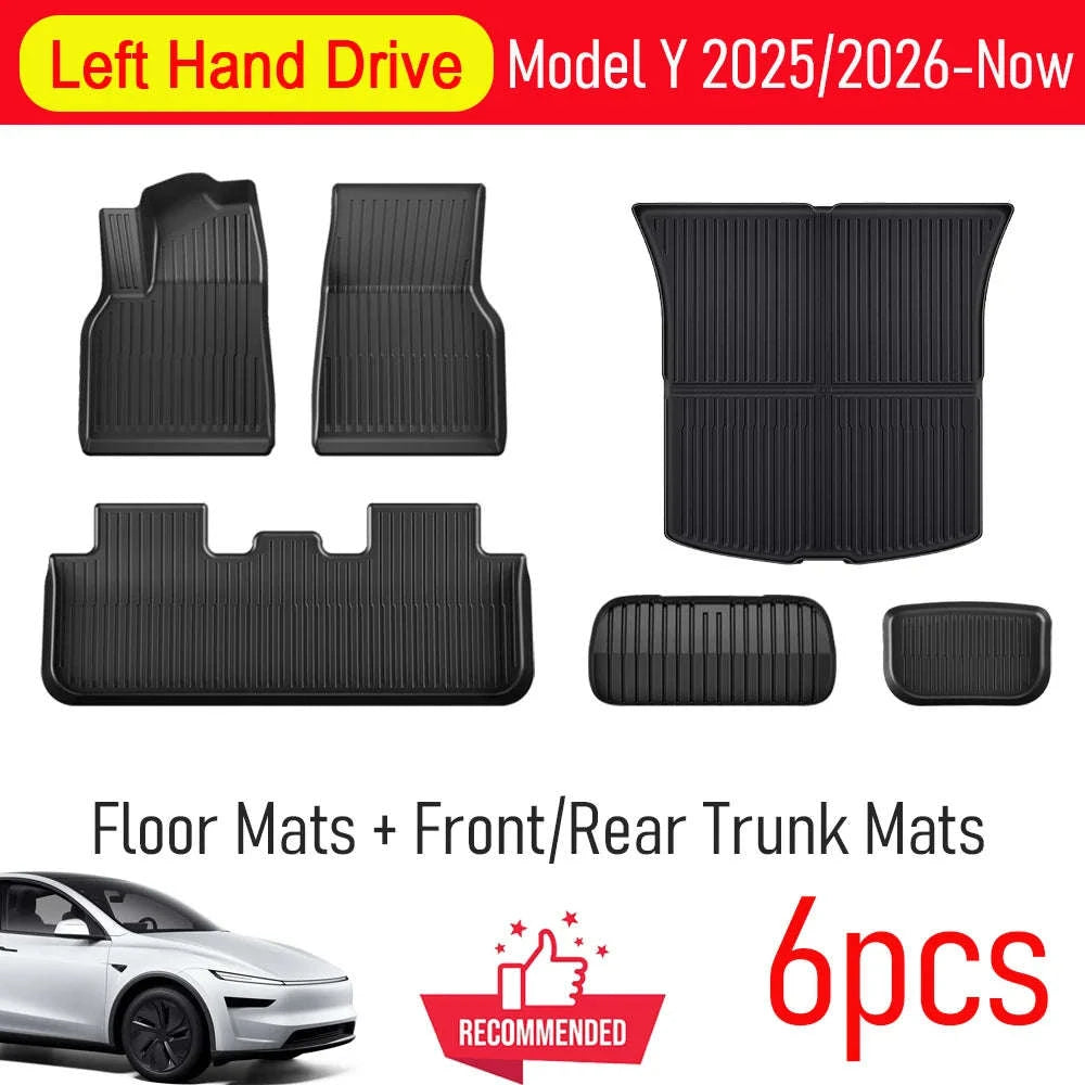 Tesla Model Y Juniper 2025-Now TPE Floor Mats and Cargo Liner-Y 3pcs Floor Mat LHD