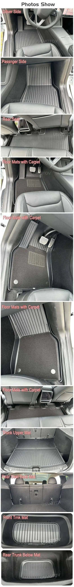 Tesla Model Y Juniper 2025-Now TPE Floor Mats and Cargo Liner-Y 3pcs Floor Mat LHD