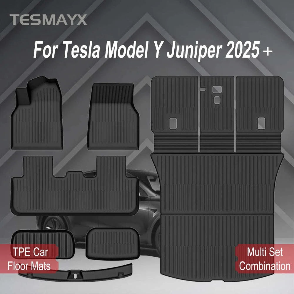 Tesla Model Y Juniper 2025-Now TPE Floor Mats and Cargo Liner-Y 3pcs Floor Mat LHD