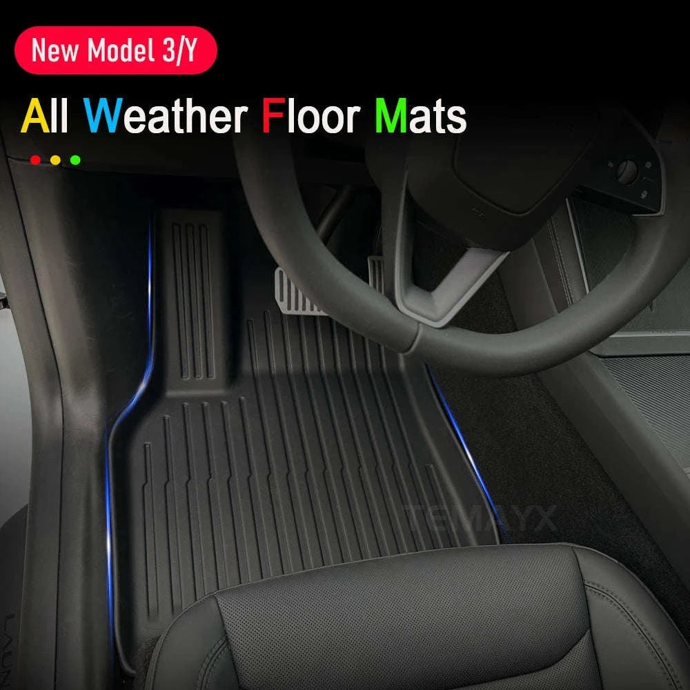 Tesla Model Y Juniper 2025-Now TPE Floor Mats and Cargo Liner-Y 3pcs Floor Mat LHD