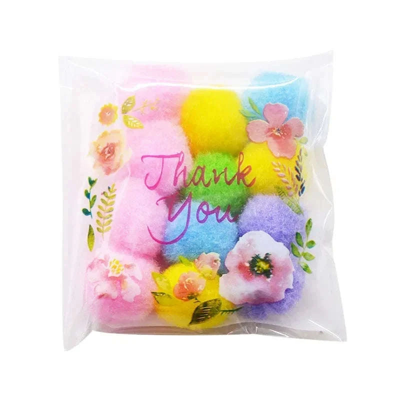 Thank You Self-Adhesive Bags for Cookies, Candy & Gifts (100pcs)-7x7cm