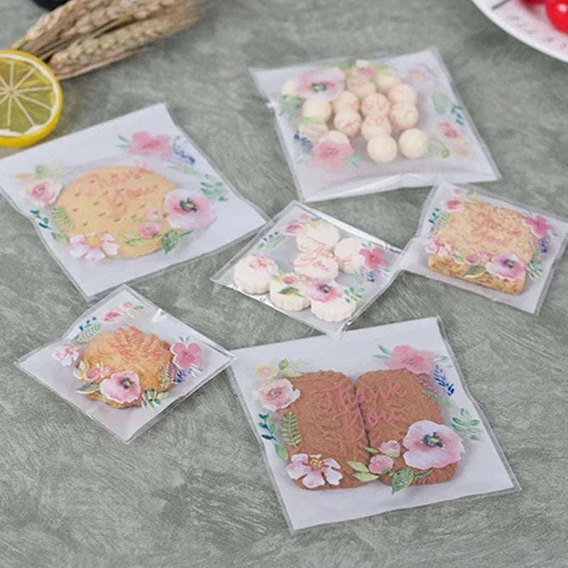 Thank You Self-Adhesive Bags for Cookies, Candy & Gifts-7x7cm