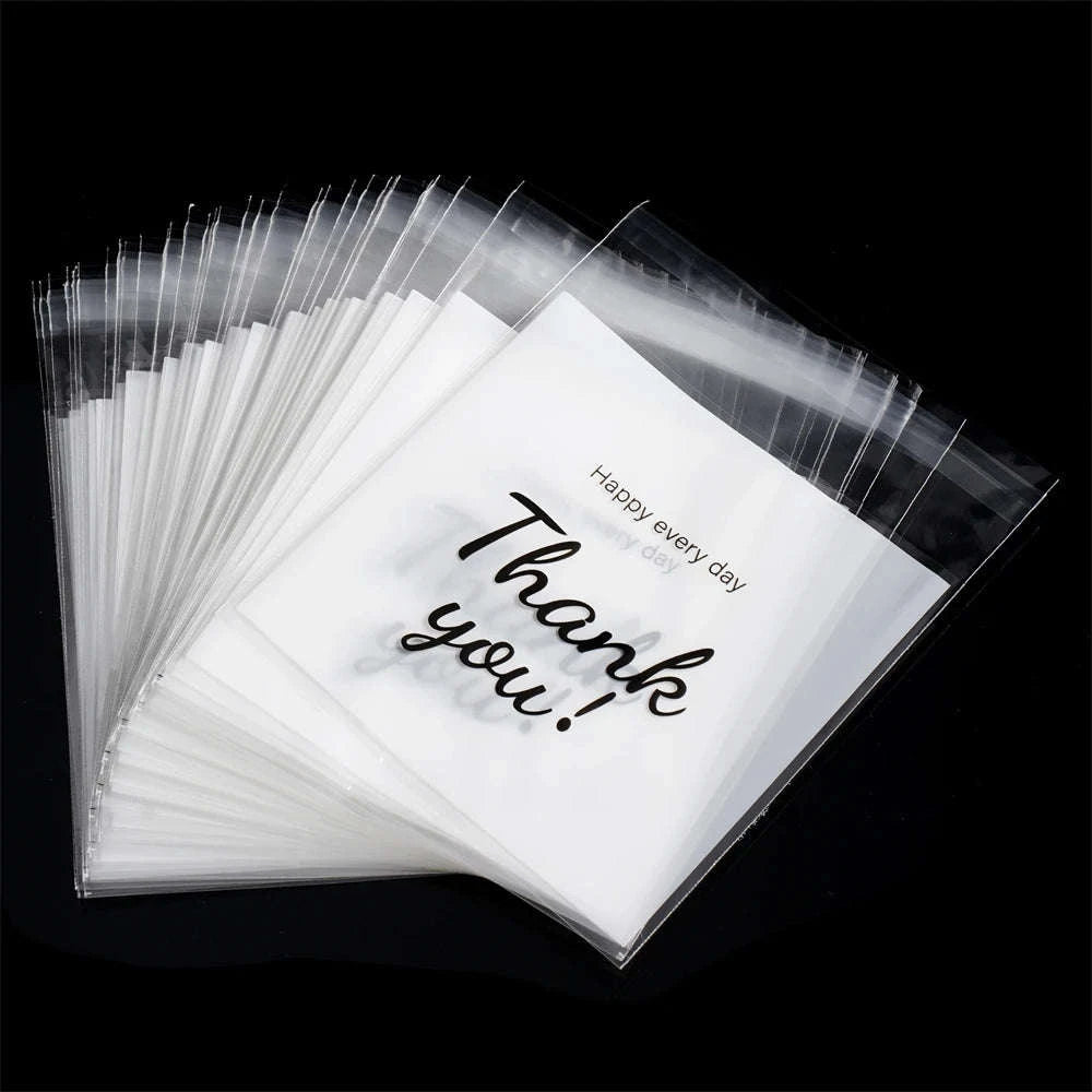 Thank You Self-Adhesive Bags for Gifts and Jewelry Packaging-7x10cm / 100pcs / CHINA