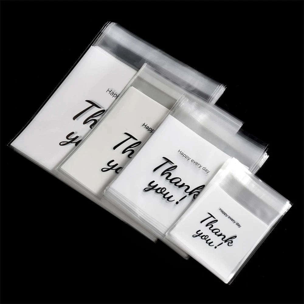 Thank You Self-Adhesive Bags for Gifts and Jewelry Packaging-7x10cm / 100pcs / CHINA