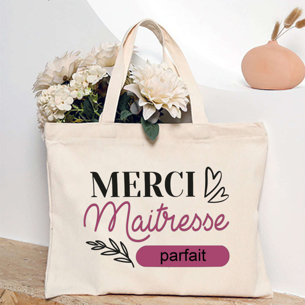 Thank You Teacher French Print Canvas Shoulder Tote Bag-TM266211-TBBG-E