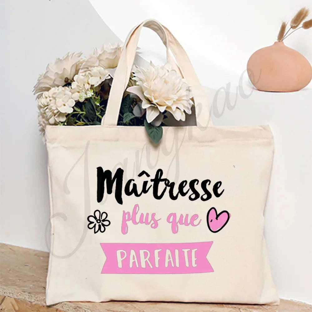 Thank You Teacher French Print Canvas Shoulder Tote Bag-TM266211-TBBG-E