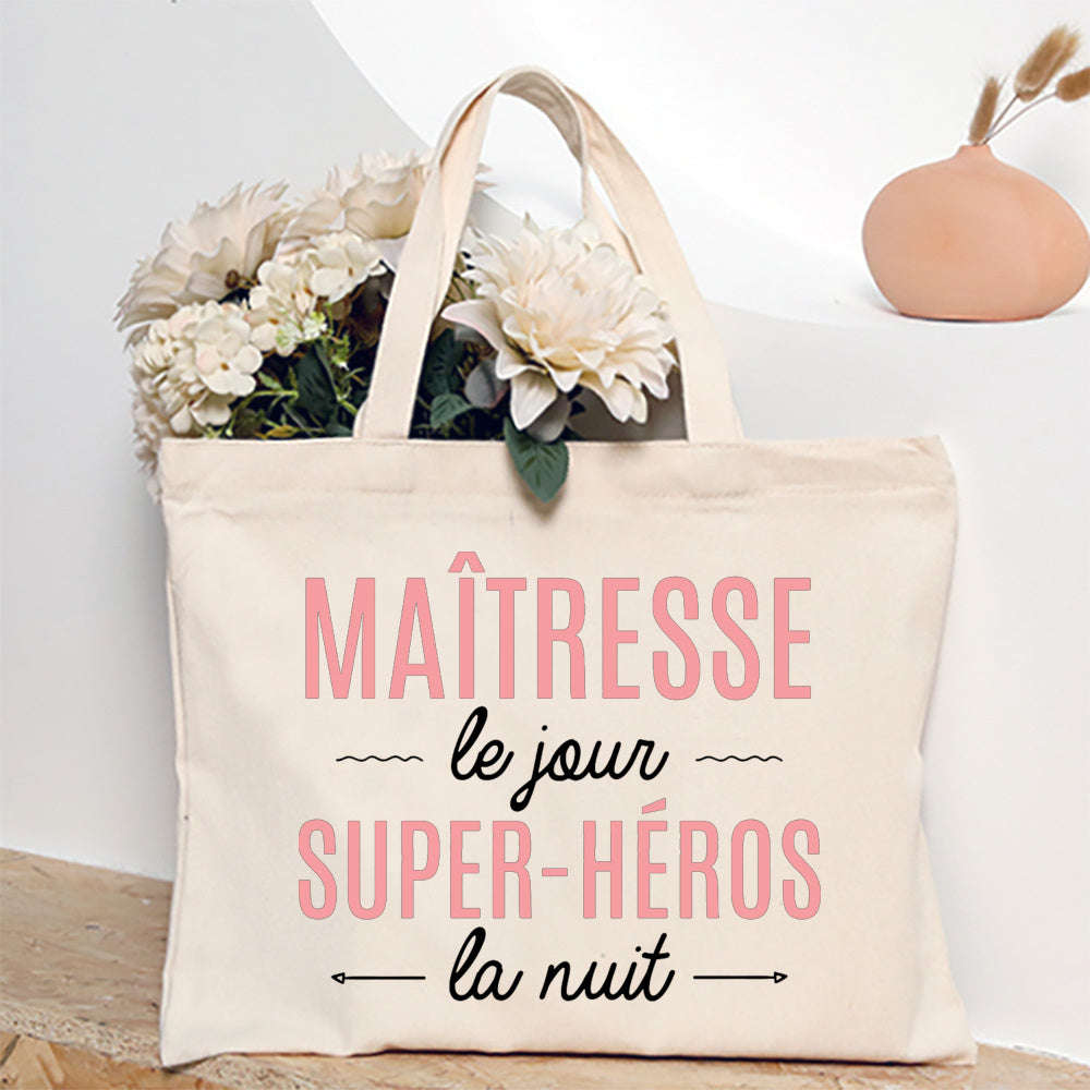Thank You Teacher French Print Canvas Shoulder Tote Bag-TM266211-TBBG-E