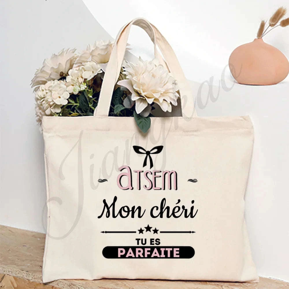 Thank You Teacher French Print Canvas Shoulder Tote Bag-TM266211-TBBG-E