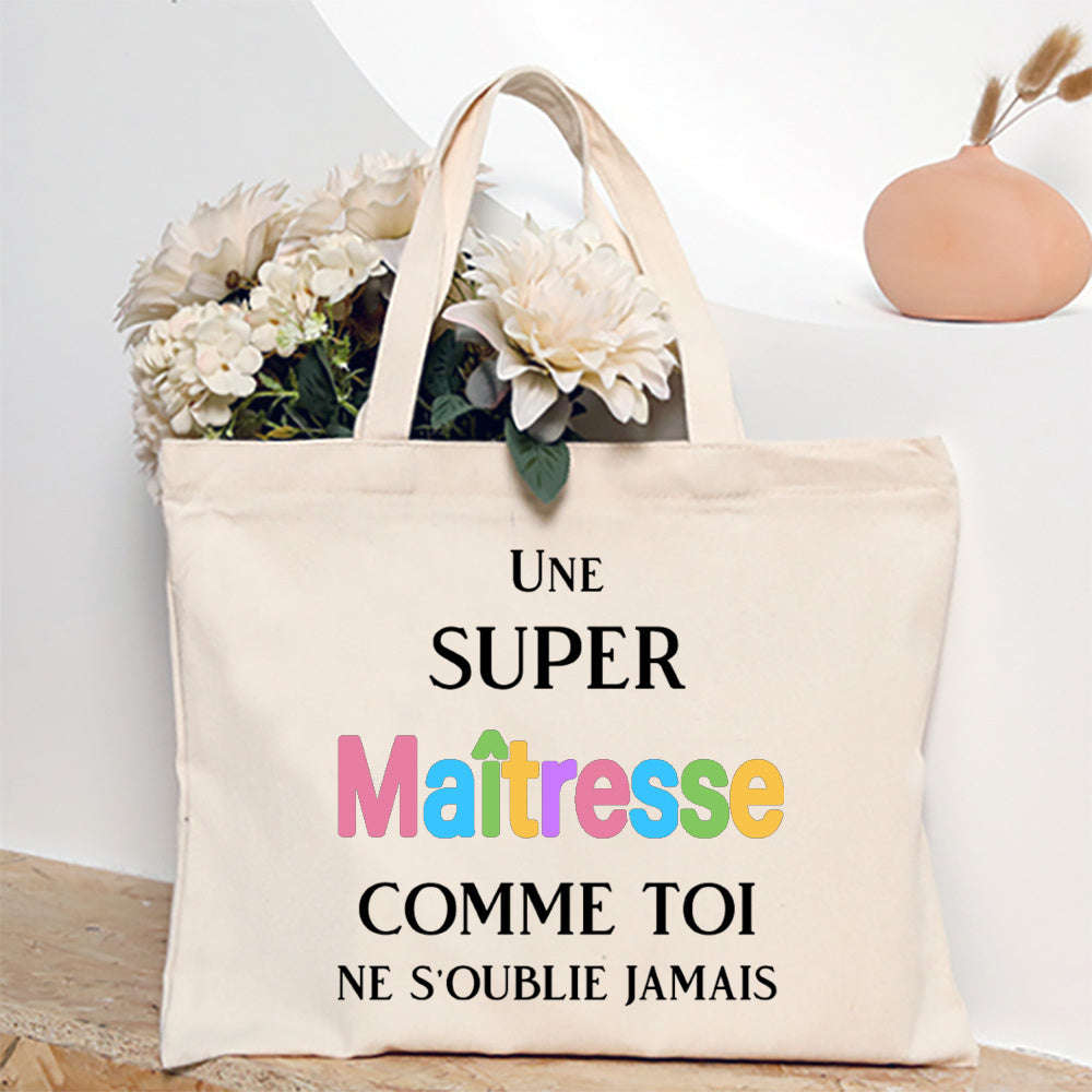 Thank You Teacher French Print Canvas Shoulder Tote Bag-TM266211-TBBG-E