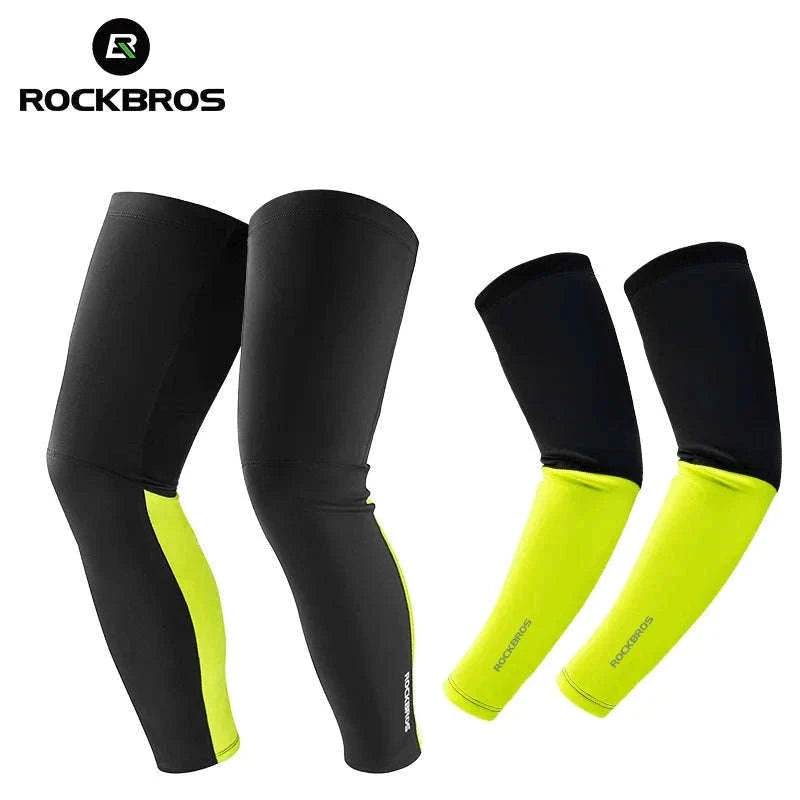 Thermal Fleece Arm & Leg Sleeves for Cycling Warmth and Protection-XT089 TT024 Set / L-XL