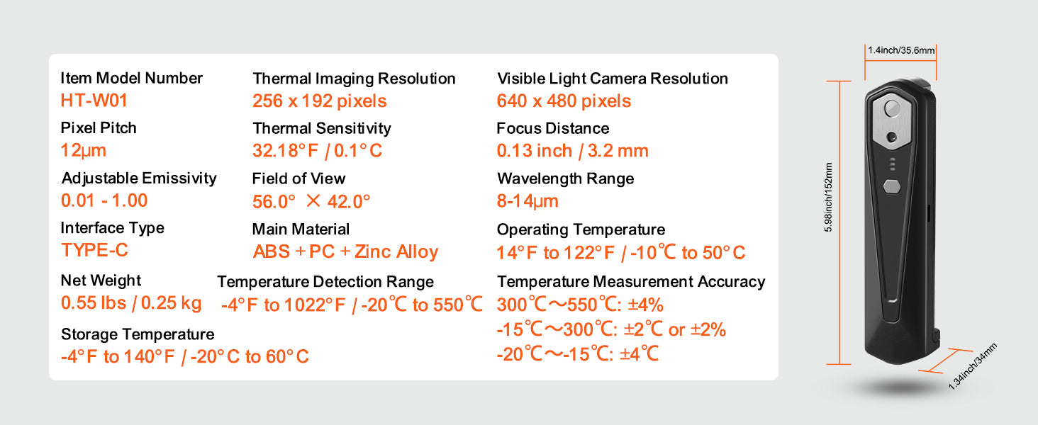 Wireless Thermal Imaging Camera 256x192 for iOS & Android