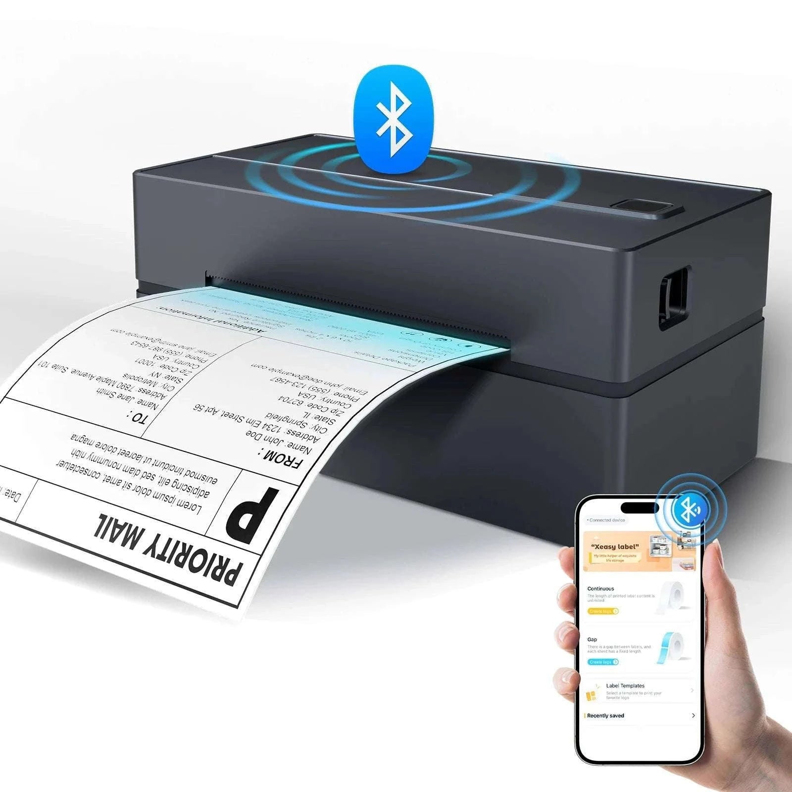 Thermal Label Printer 4x6 Bluetooth USB 203DPI High-Speed-Black color / United States