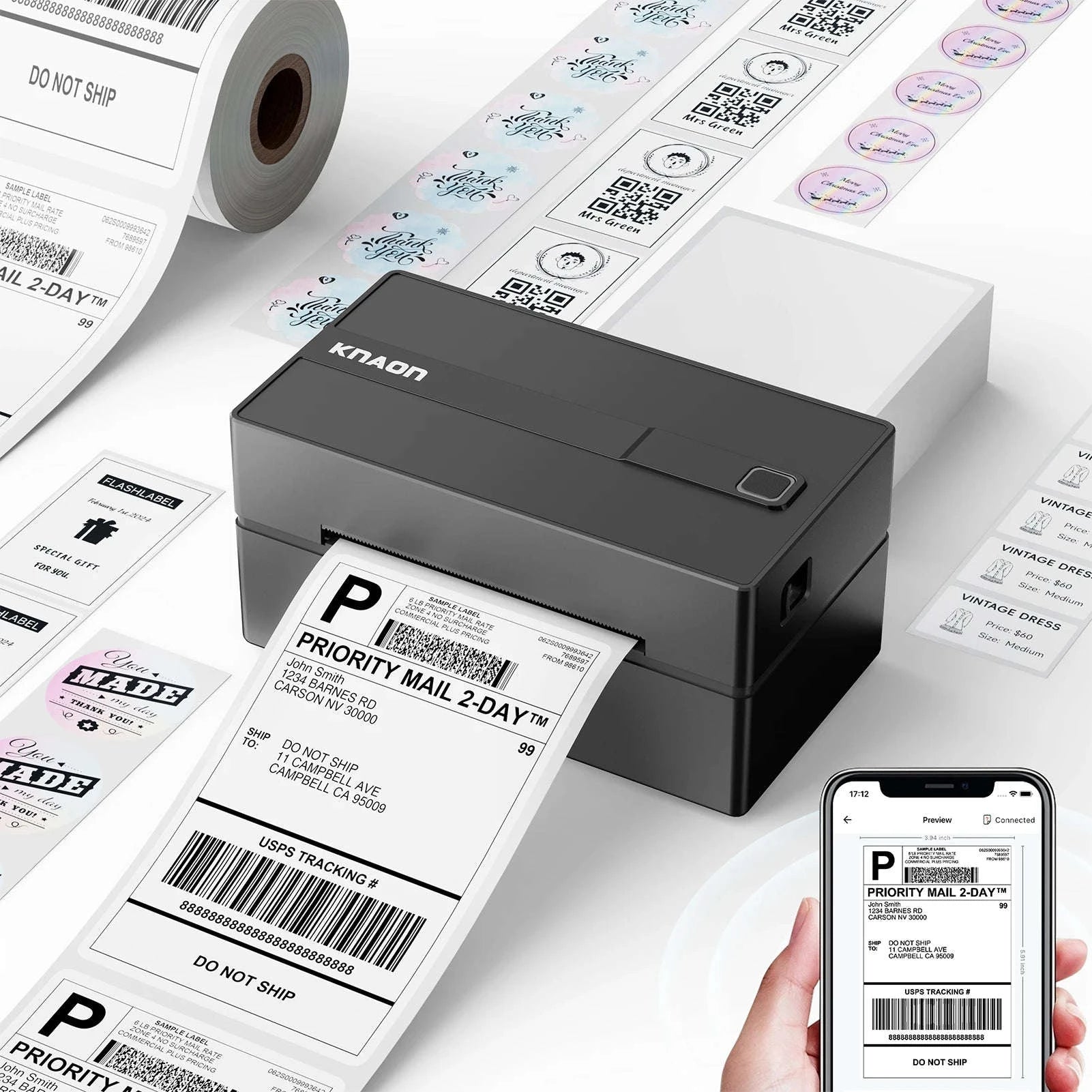 Thermal Label Printer 4x6 Shipping Label Printer for Home Use-WHITE / United States / US Plug