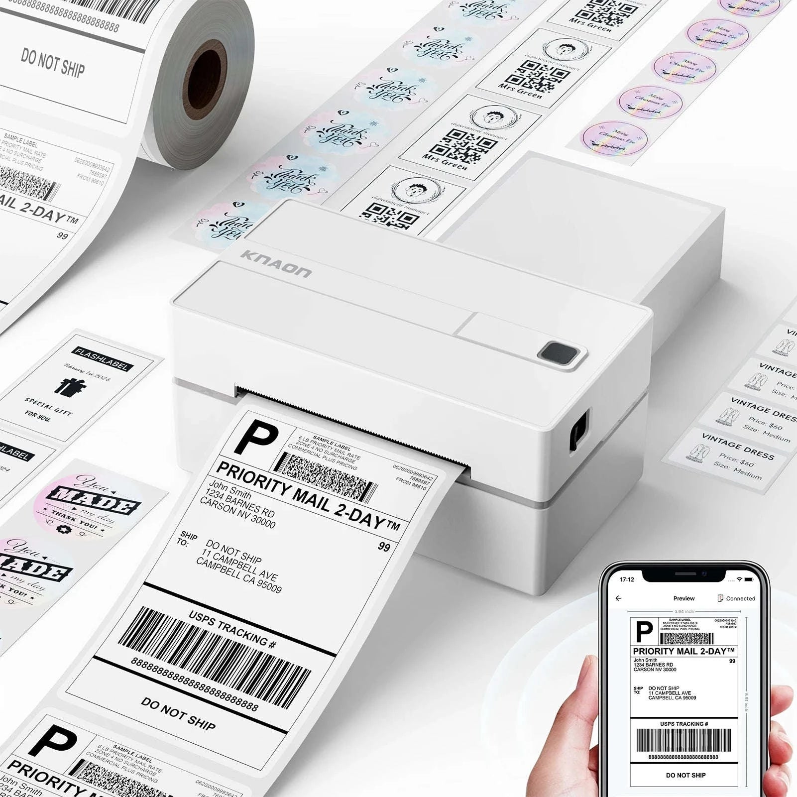Thermal Label Printer 4x6 Shipping Label Printer for Home Use-WHITE / United States / US Plug