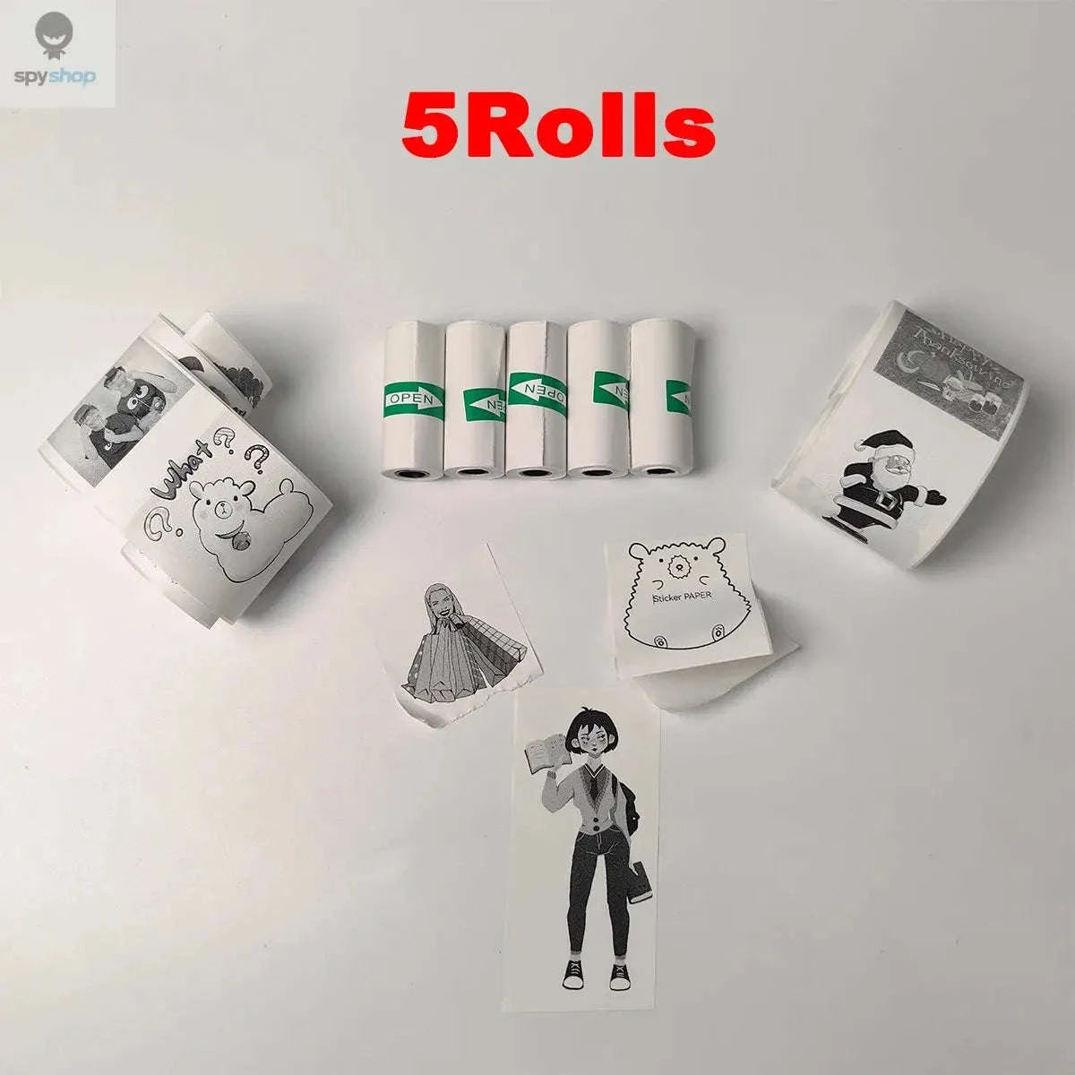 Thermal Printer Paper 57x25mm – Self‑Adhesive Rolls for Portable Mini Printers-5Rolls Trans Sticker