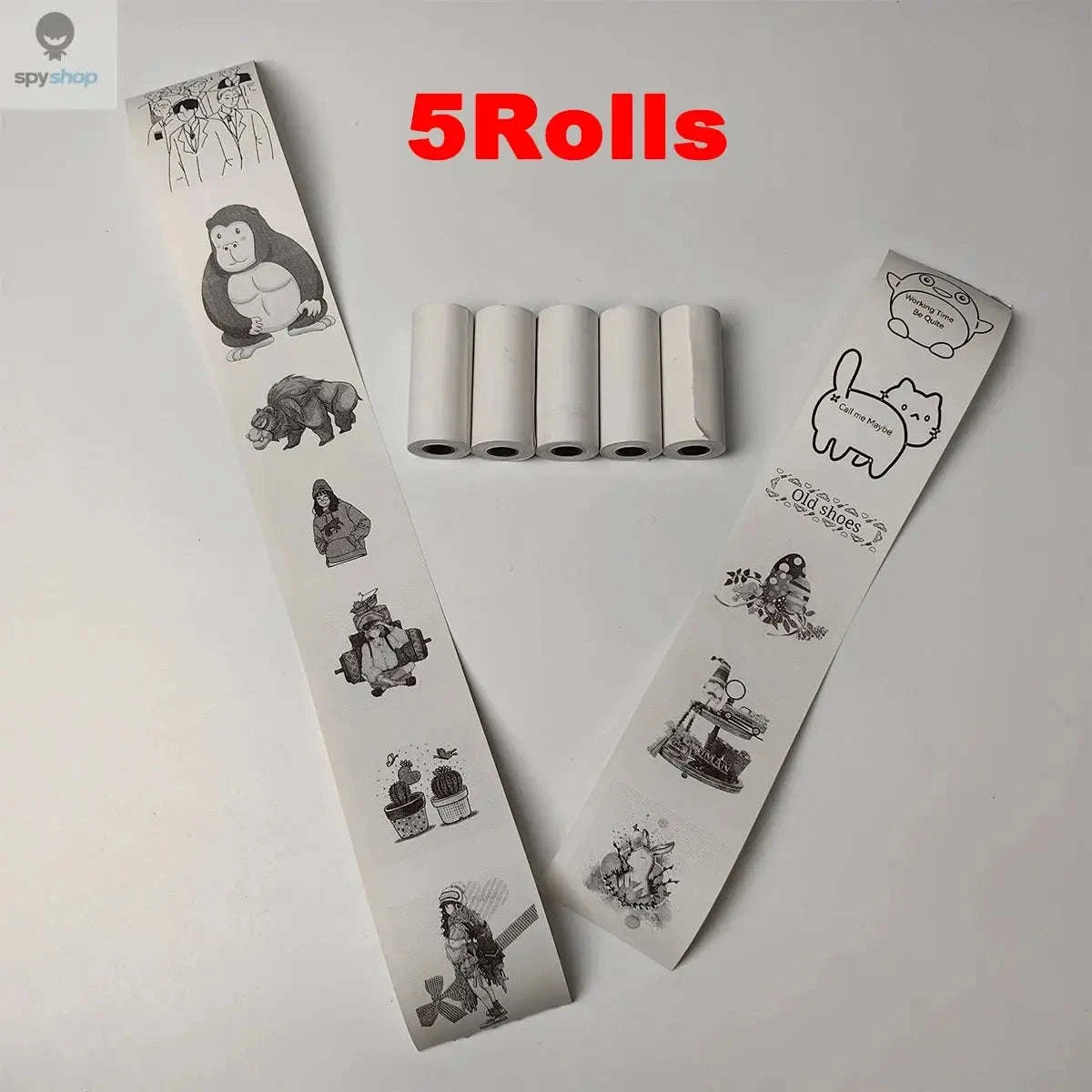 Thermal Printer Paper 57x25mm – Self‑Adhesive Rolls for Portable Mini Printers-5Rolls Trans Sticker