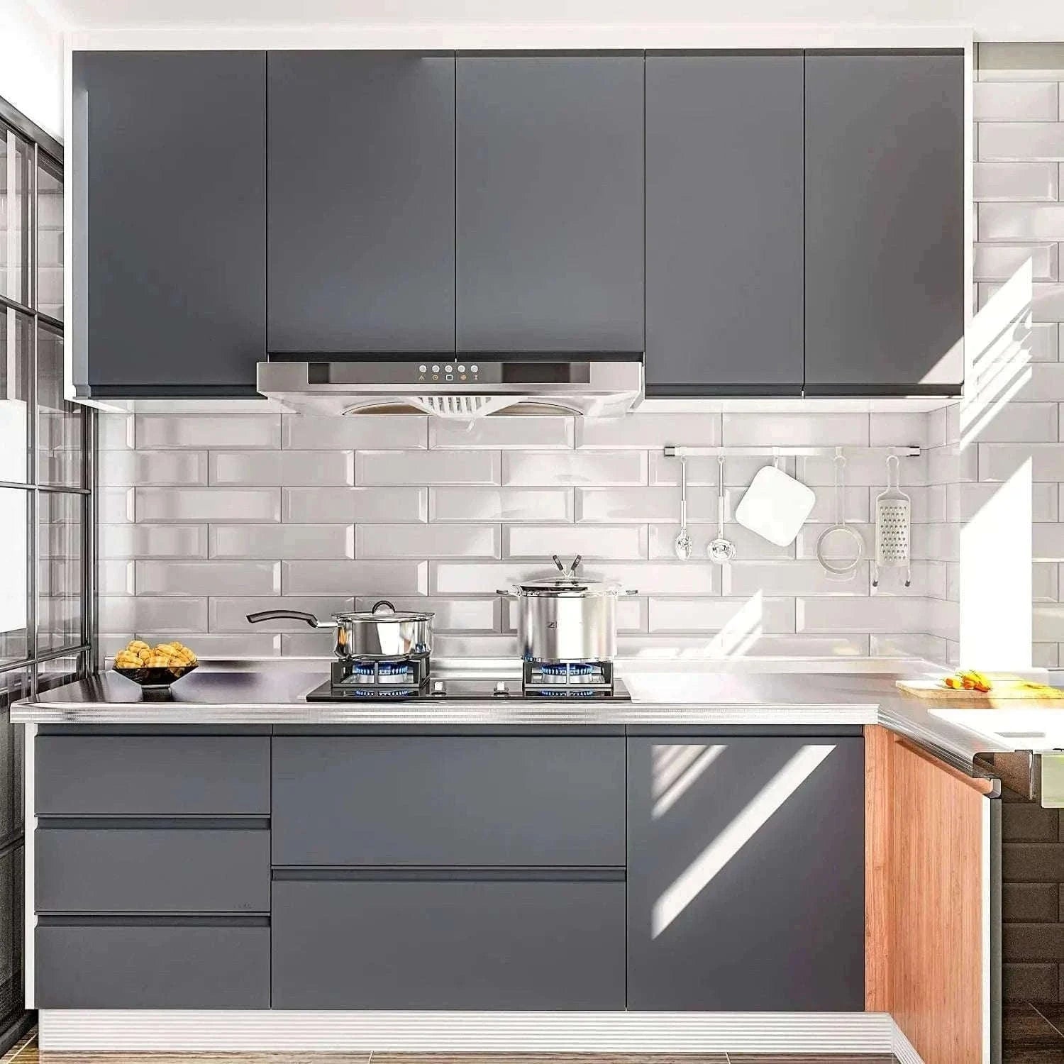Thick Black Waterproof Peel and Stick Wallpaper Contact Paper-matte light gray / 40cmx100cm