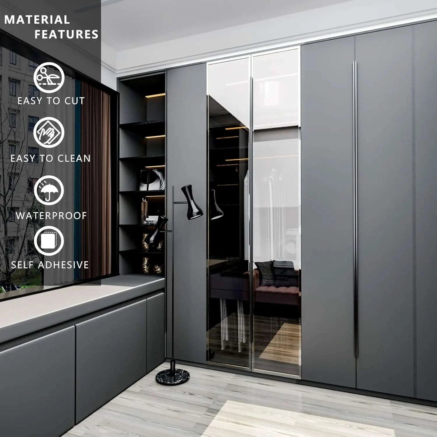 Thick Black Waterproof Wallpaper Contact Paper-matte light gray / 40cmx100cm