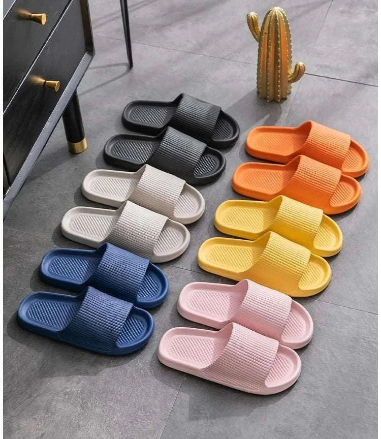 Thick Platform EVA Bathroom Slippers for All-Day Indoor Comfort-Orange / 44-45