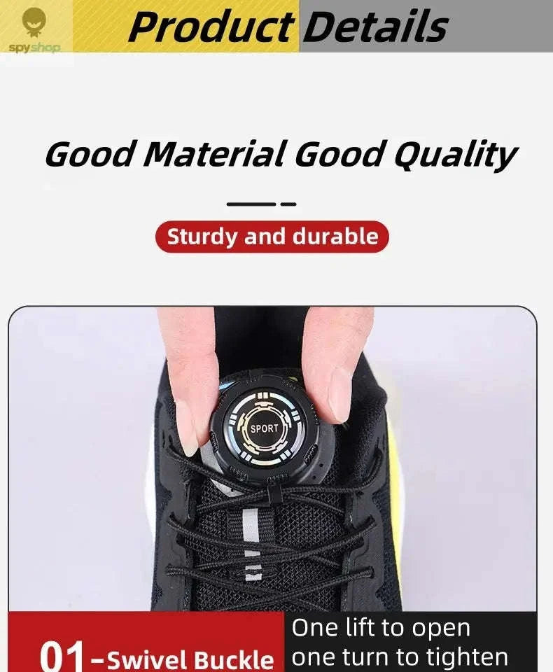 Thick Rope Swivel Buckle Automatic Shoelaces-Black Boomerang