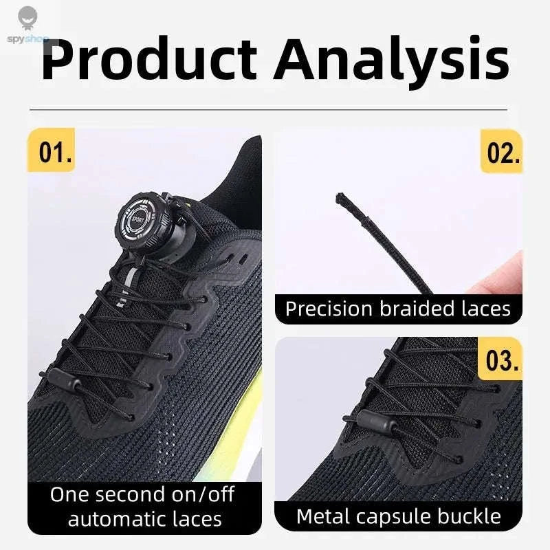 Thick Rope Swivel Buckle Automatic Shoelaces-Black Boomerang