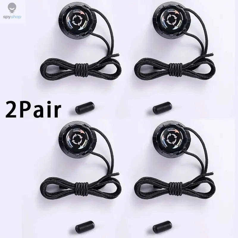 Thick Rope Swivel Buckle Automatic Shoelaces-Black Boomerang